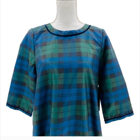 Tuckernuck | NEW Jamie Velvet Trimmed Plaid Blackwatch Midi Dress Size XXL - Picture 3 of 3